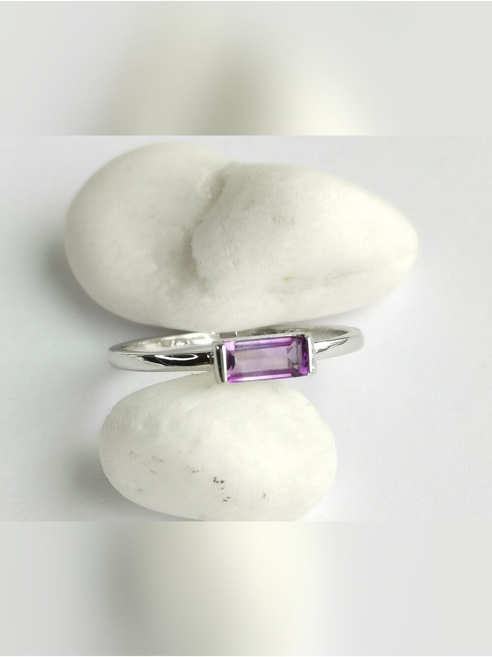 Amethyst  Ring Sterling Silver Size 6 Stacking 🆕